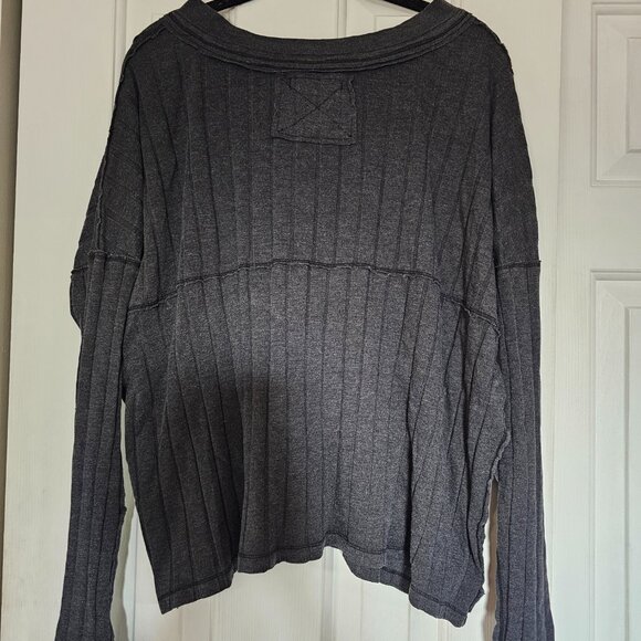 Free People In The Mix Henley Ribbed Long Sleeve Shirt Size Large - Picture 4 of 9